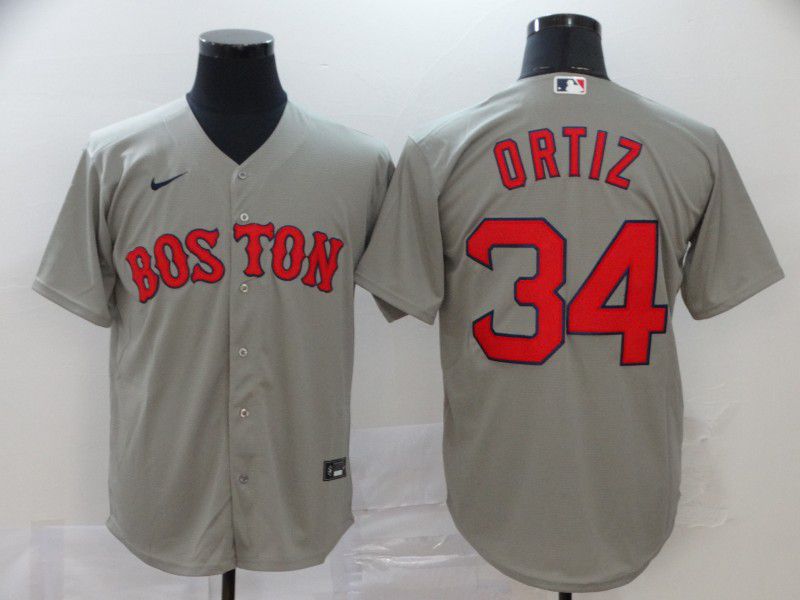 Men Boston Red Sox #34 Ortiz Grey Nike Game MLB Jerseys